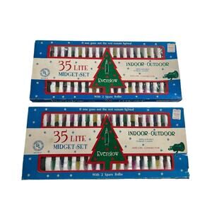 Everglow Vintage 35 Count Midget Christmas Tree Lights Lot of 2 Tested Works